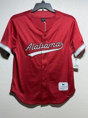 Alabama Red Button-Front Baseball Jersey